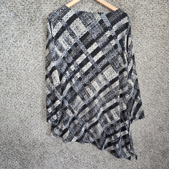 Susan Graver Top Womens Plus 1X Black Silver Scoop Neck Knit Tunic Metallic - Picture 7 of 7